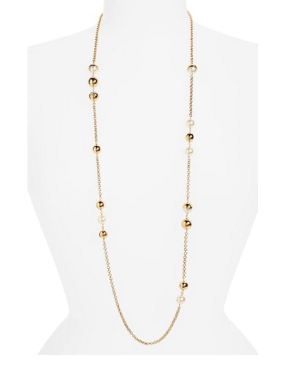 Tory Burch Gold-Tone Chain Necklace with Pearlescent Beads
